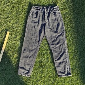 Aeropostale Women's 30x27 Button Fly Mom Jeans Faded Black Denim Pants